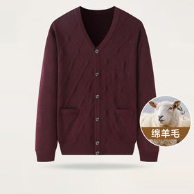 【圈】【绵羊毛】【新款DWP】大依优型大码毛衣开衫休闲加肥加大上衣男士胖子大码外套男士保暖针织衫