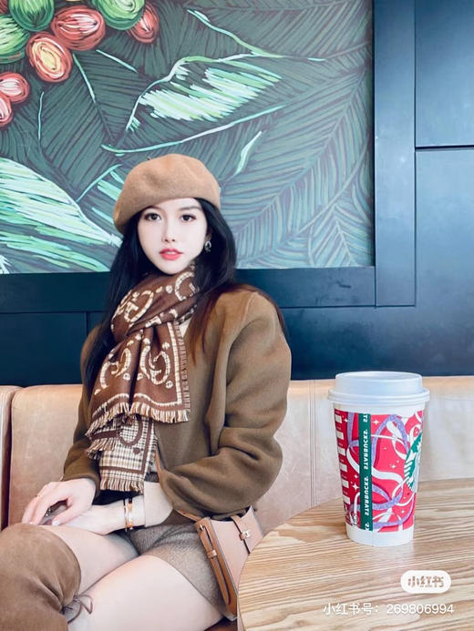 Gucci格纹围巾-棕色 商品图3