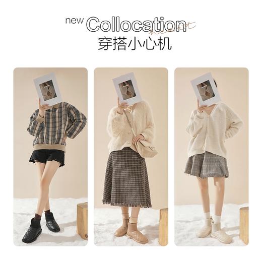 ZHR衍缝格纹保暖雪地靴女2023冬季新款韩版长绒柔软舒适女靴百搭 商品图13