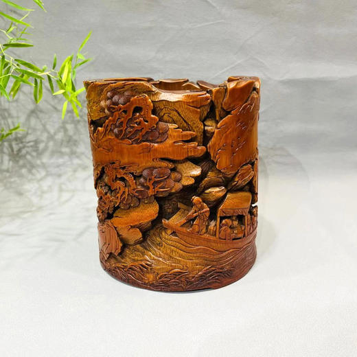 赤壁夜游°竹雕笔筒 商品图0