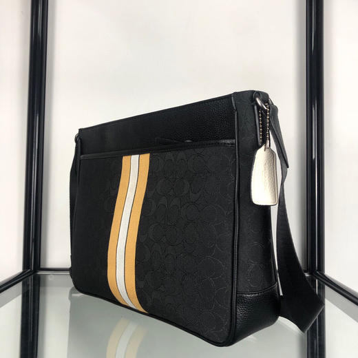 秋冬特惠💰470 coach/蔻驰男包 C5291 VARSITY THOMPSON系列男女通勤款 提花织布条纹拼皮单肩斜挎包  尺寸：31×22×7cm 商品图4