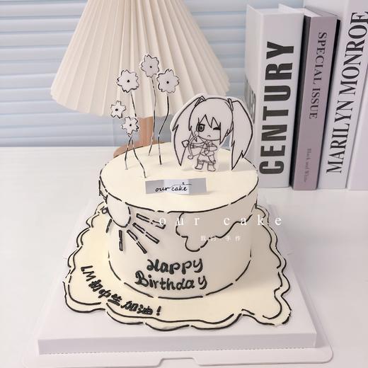 二次元漫画小女孩线条狗款手绘蛋糕 -低糖处理无添加 商品图2