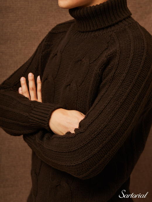 Dalmo 棕色扭花羊绒高领 商品图4