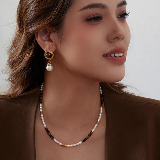 Manreya玛芮雅“莱茵湖畔”淡水珍珠黑虎石项链 商品图3