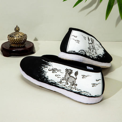 内联升男鞋手工单鞋千层底大内山海之麒麟小元口鞋SH8540 商品图6