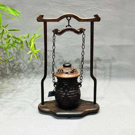 小叶紫檀吉祥纹提梁熏香炉吊香炉 商品图0