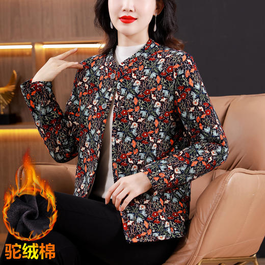 保暖妈妈装居家服，秋冬牛奶丝双面磨毛印花中老年打底棉衣KQL-336H8550 商品图3