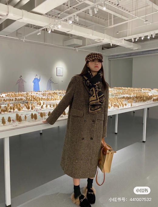 Gucci格纹围巾-黑棕 商品图5