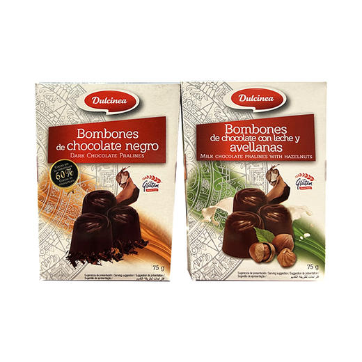 西班牙杜西尼亚软心榛子牛奶巧克力/软心黑巧克力75g 香浓丝滑口感细腻 044251/044250 商品图0