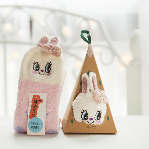 双12抢先购！【可爱卡通设计！柔软舒适】儿童成人立体卡通刺绣珊瑚绒地板袜，可爱圣诞半边绒袜子儿童盒装袜，多种颜色选择，个性十足，时尚美丽一触即发lm 商品图13