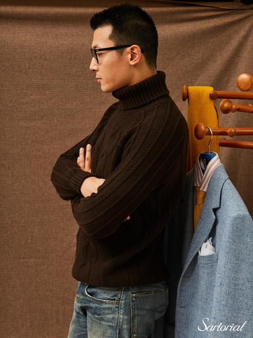 Dalmo 棕色扭花羊绒高领 商品图3