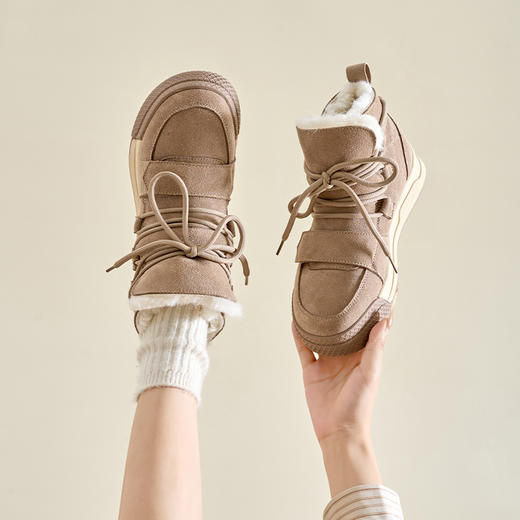 ZHR雪地靴女2023新款冬季厚底短筒靴大头萌趣休闲百搭魔术贴棉鞋
 商品图7