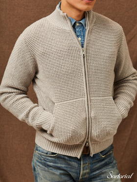 Dalmo 浅灰羊绒拉链夹克