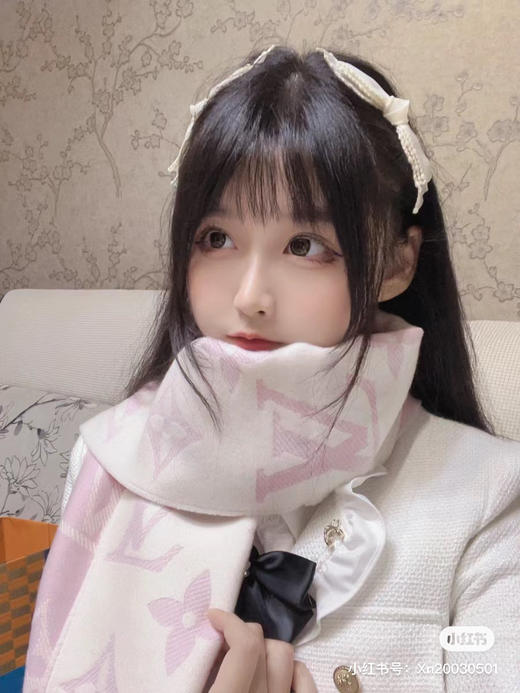 Lv羊毛围巾-樱花粉 商品图0