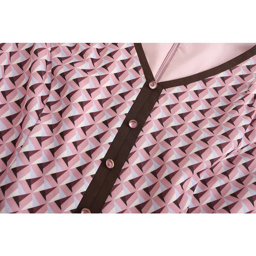 司歌秋冬连衣裙立体几何印花V领弹力长袖A881459 商品图1