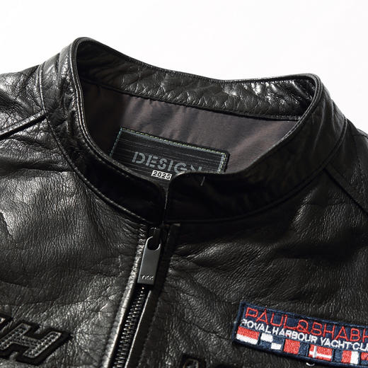 【真皮】大依优型大码立领皮牛皮夹克外套休闲简约大号皮夹克真皮皮草加肥加大 商品图2