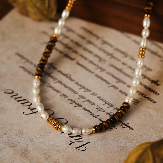 Manreya玛芮雅“莱茵湖畔”淡水珍珠黑虎石项链 商品图6