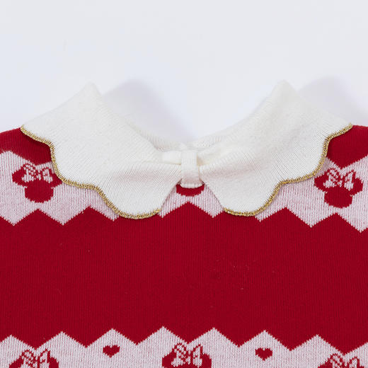 秋冬女童针织连衣裙米妮条纹印花大红公主裙百搭拜年233Q824
 商品图7