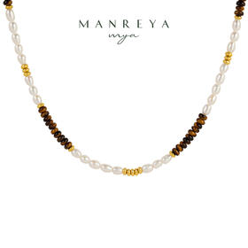 Manreya玛芮雅“莱茵湖畔”淡水珍珠黑虎石项链