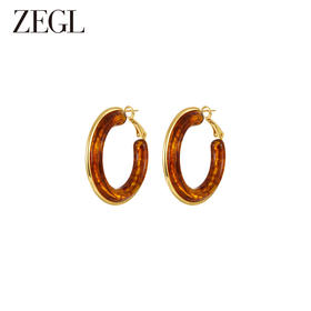 ZEGL美拉德风耳圈女高级感2023新款爆款圆圈耳环耳钉复古银针耳饰