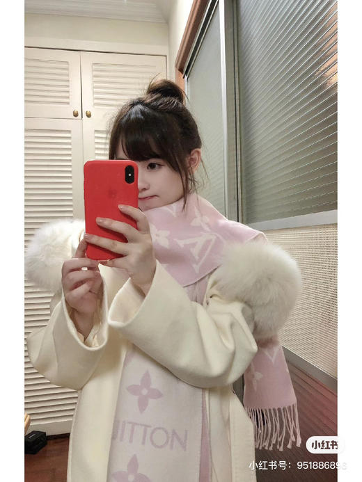 Lv羊毛围巾-樱花粉 商品图6