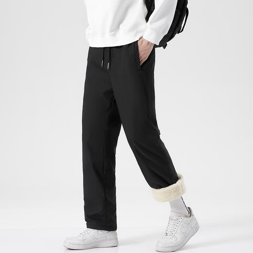 【新款DX】大依优型大码直筒加绒加厚羊羔绒休闲裤松紧腰加肥加大号肥佬宽松大号休闲长裤男装胖子卫裤男士 商品图1