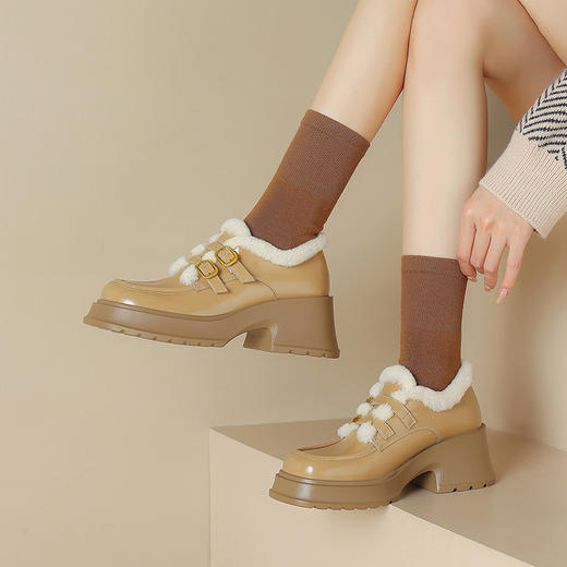 冬季新款，里外全皮厚底保暖绒里单鞋HCY-5074 商品图11