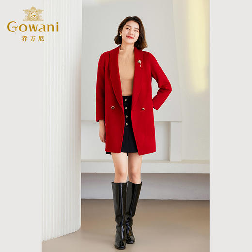 Gowani乔万尼秋冬新款羊毛羊绒大衣红色系小个子ET4A929101 商品图1