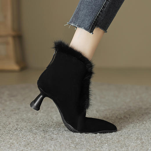 时尚保暖，羊反皮+水貂毛橡胶运动大底短靴YCJX-2567 商品图4