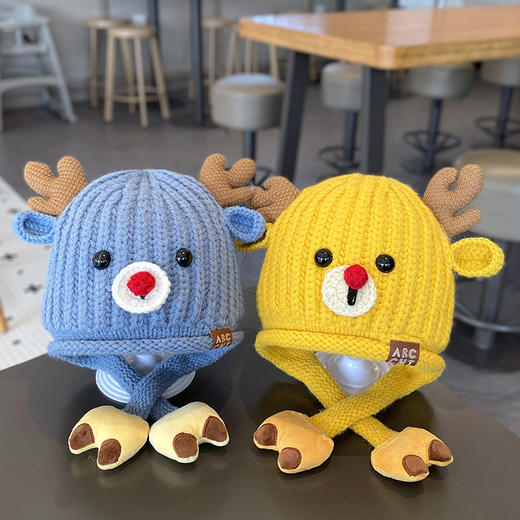 双12抢先购！【可爱保暖！多色可选】宝宝帽子冬季可爱圣诞护耳帽，男孩女童秋冬加厚保暖儿童针织毛线帽，个性时尚 护耳防寒更暖心 男女通用lm 商品图2