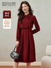 【年终特卖】熙世界新中式改良旗袍红色丝绒连衣裙女秋冬季假两件国风礼服长裙 商品缩略图0