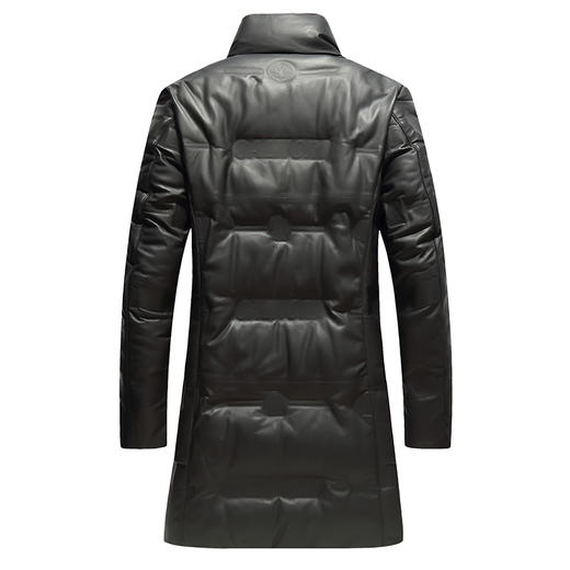 【真皮羽绒服】大依优型大码中长款皮衣白鸭绒绵羊皮大码皮衣立领休闲加肥加大外套大号男皮草 商品图2