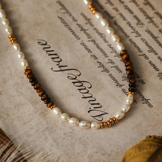 Manreya玛芮雅“莱茵湖畔”淡水珍珠黑虎石项链 商品图5