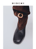 HIDEMI 羊麂皮拼接异形跟设计感堆堆靴长靴 商品缩略图3
