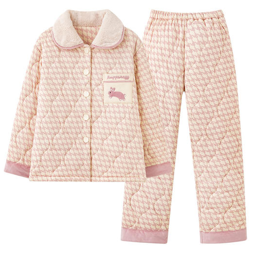 冬季新款【针织三层夹棉睡衣】加厚保暖 韩版宽松 家居服套装女 商品图4