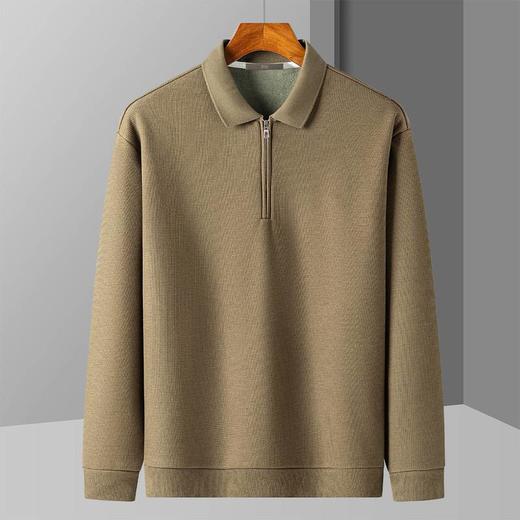 【含绵羊毛+华夫格】圣得西翻领弹力卫衣加绒加厚T恤2352978605 商品图2