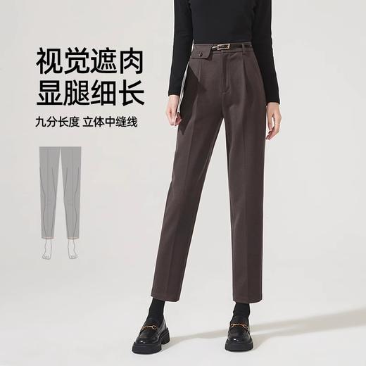 逸阳毛呢西装裤2023冬季新款高腰显瘦哈伦烟管加厚女士裤子6852 商品图0