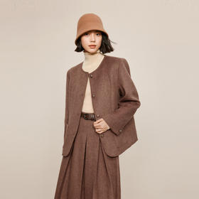 【严选】伊芙丽冬圆领绗棉单面呢外套1EB912971