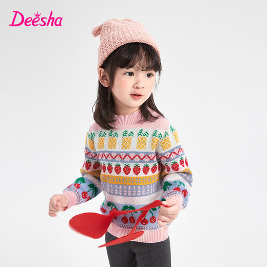 笛莎Deesha 童装女童毛衣2023冬季新款中大童时尚针织毛衣 商品图1