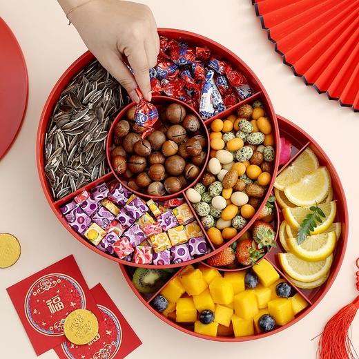 新款过年果盘家用客厅新年糖果盒结婚坚果干果盘分格零食盘瓜子盒 商品图7
