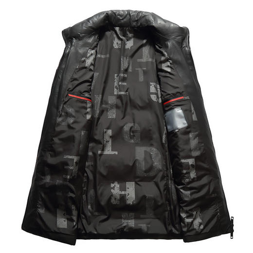 【真皮羽绒服】大依优型大码中长款皮衣白鸭绒绵羊皮大码皮衣立领休闲加肥加大外套大号男皮草 商品图1