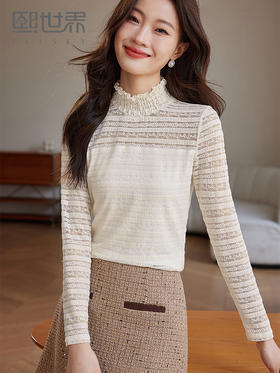 【49元福袋不支持退换】熙世界镂空立领蕾丝衫秋冬内搭2025新款设计感洋气打底上衣小衫