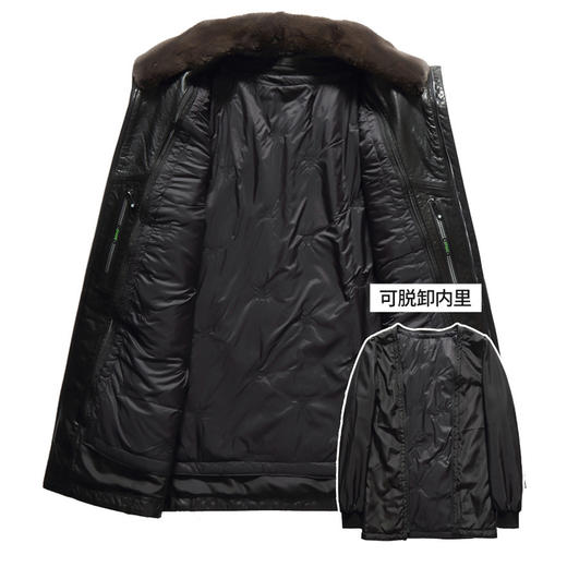 【真皮DSZ】【内胆可拆卸】大依优型大码牛皮貂毛领棉衣皮外套休闲简约大号皮夹克真皮皮草加肥加大 商品图1