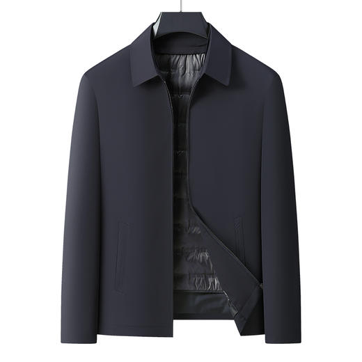 【可拆卸羽绒内胆】【新款DLC】大依优型大码男翻领羽绒服商务夹克拉链外套男休闲加肥加大上衣胖子显瘦冬装 商品图1