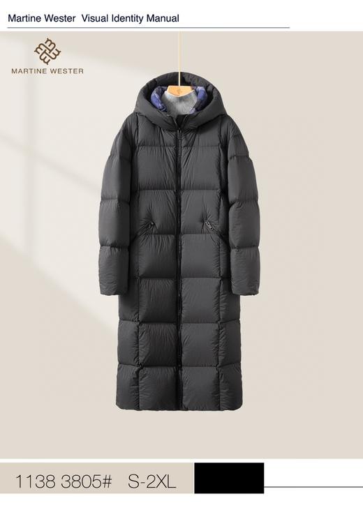 Martine Wester 女款 超轻超柔面里同料加长款连帽鹅绒服 茧型宽松加长款鹅绒服11383805 商品图2