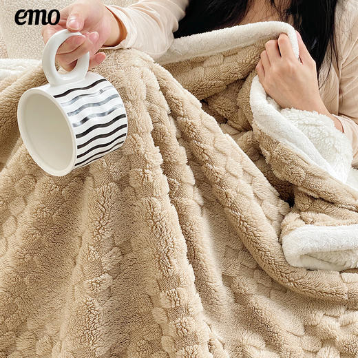 一默emo塔芙绒双面毯保暖羊羔绒毛毯冬午睡空调毯盖毯车用可机洗毯子 商品图9