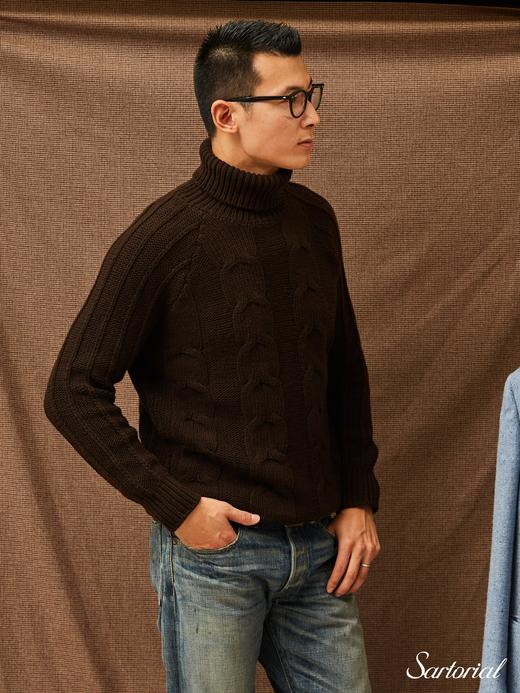 Dalmo 棕色扭花羊绒高领 商品图7