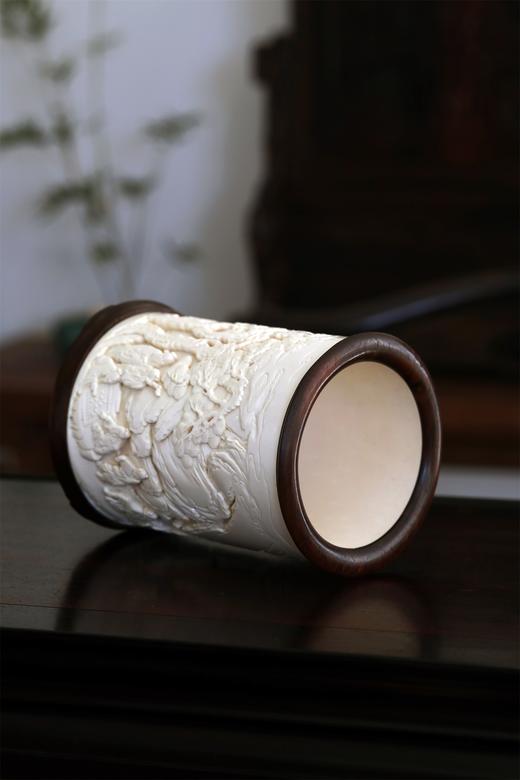 琴棋书画°猛犸牙雕笔筒 商品图5