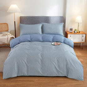 啄木鸟(PLOVER)卡肤棉四件套-浅蓝小格ZMN-KFM006