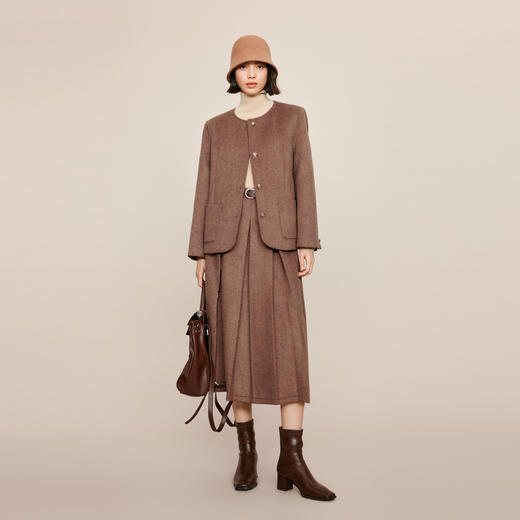 【严选】伊芙丽冬圆领绗棉单面呢外套1EB912971 商品图3